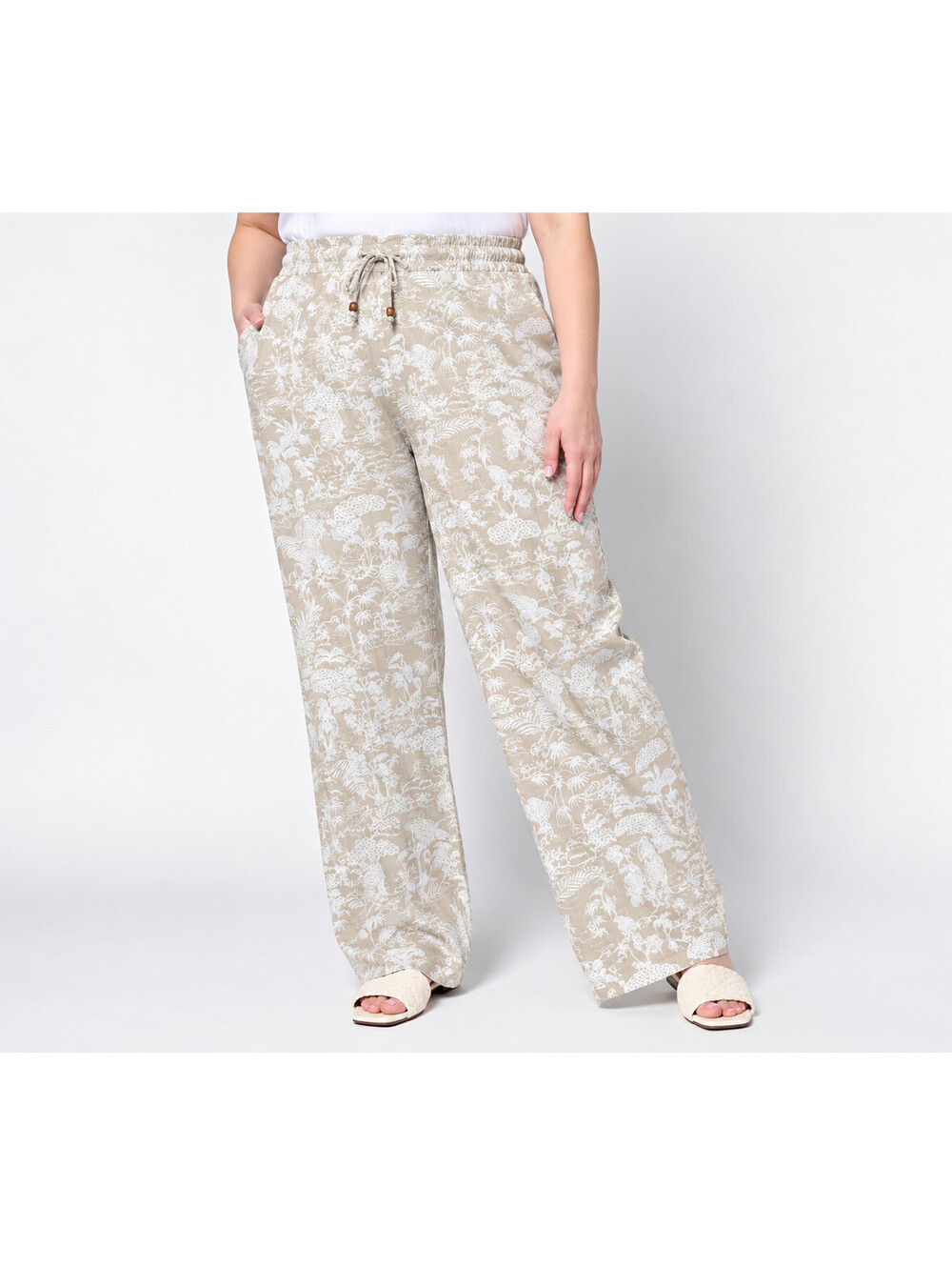 Belle Beach by Kim Gravel Regular Cabana Knit Summer Toile Pant Sand Bar, 2X